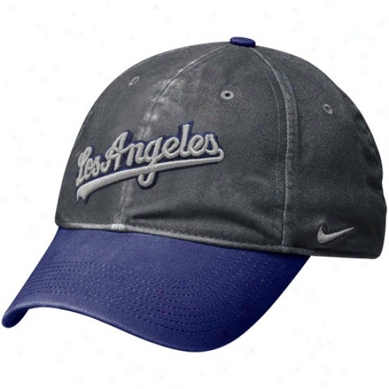 Nike L.a. Dodgerz Graphite-royal Blue Legacy 91 Circus Catch Fle Fit Hat