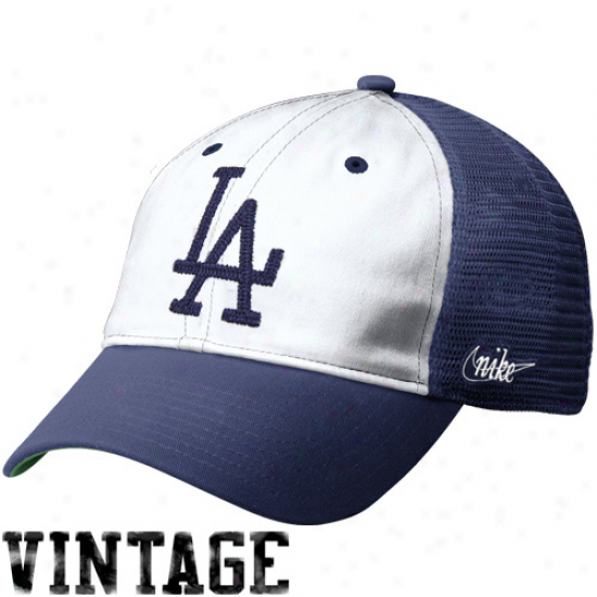 Nike L.a. Dodgers Herirqge 86 Vintage Relaxed Adjustable Trucker Hat - Royal Blue-white