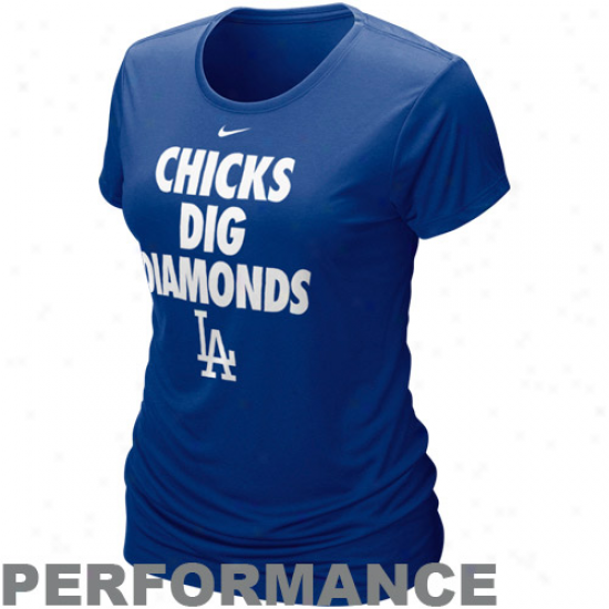 Nike L.a. Dodgers Ladies Chicks Punch Diamonds Royal Blue Performance T-shirt