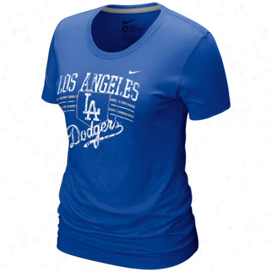 Nike L.a. Dodgers Ladies Royal Blue Home Field Tri-blend T-shirt