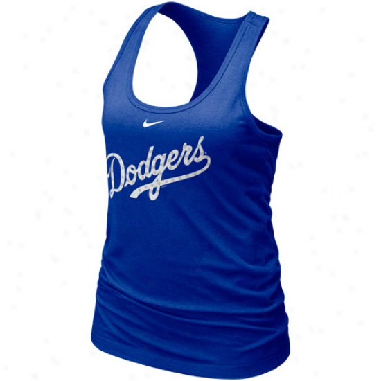 Nike L.a. Dodgers Ladies Royal Blue Mlb Bling Premium Racerback Tank Top