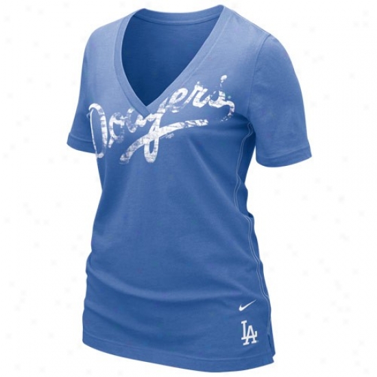 Nike L.a. Dodgers Ladies Royal Blue My Team V-neck T-shirt