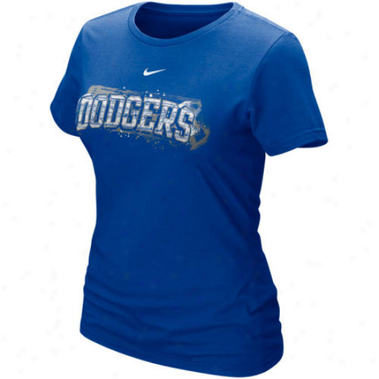 Nike L.a. Dodgers  Ladies Seasonal Arch T-shirt - Royal Blue