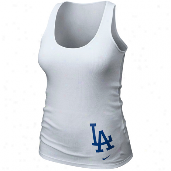 Nike L.a. Dodgers Ladies White Glitter Logo Tank Top