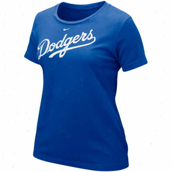 Nike L.a. Dodgers Ladies Wordmark T-shirt - Royal Blue