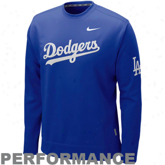 Nike L.a. Dodgers Royal Blue K.o. Performance Fleece Crew Sweatshirt