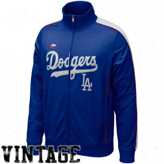Nike L.a. Dodgers Imperial Blue Trifle At Third Cooperstown Full Zip Track Jackst