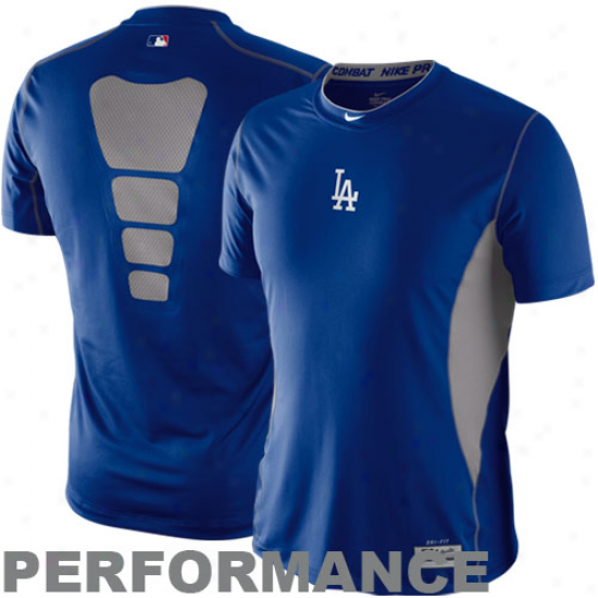 Nike L.a. Dodgers Royal Blue Pro Combat Hyperciol Performance Top