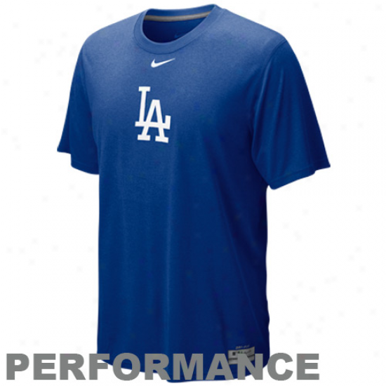 Nike L.a. Dodgers Royal Blje Twam Issue Legend Logo Performance T-shirt