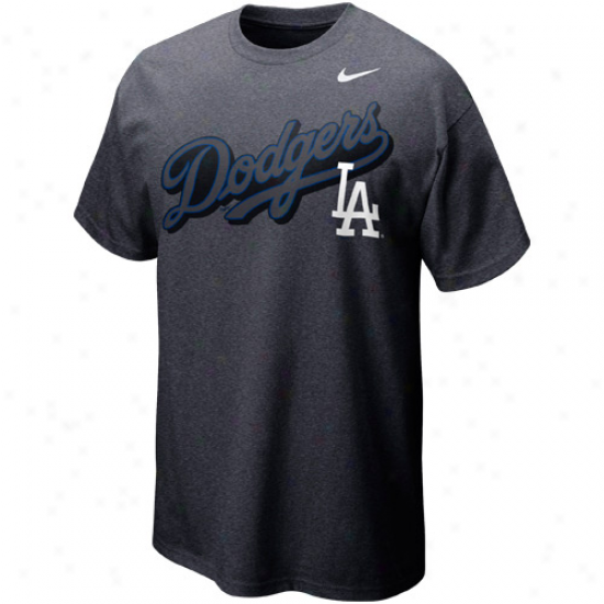 Nike L.a. Dodgers Seasonal Felt Heathered T-shirt - Charcoal