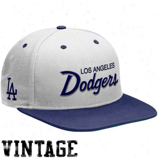 Nike L.a. Dodgers White-navy Blue Cooperstown Snapback Adjustable Hat