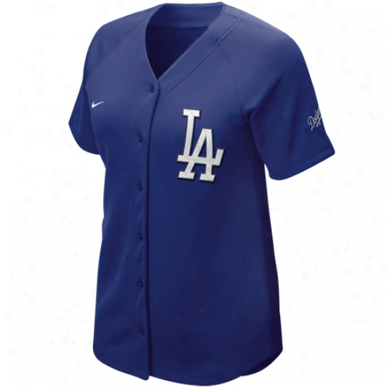 Nike L.a. Dodgers Women's Riyal Blue 2011 Batter Up Full Button Jersey