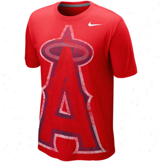 Nike Los Angeles Angels Of Anaheim Blended Big Logo Tri-blend T-shirt - Red