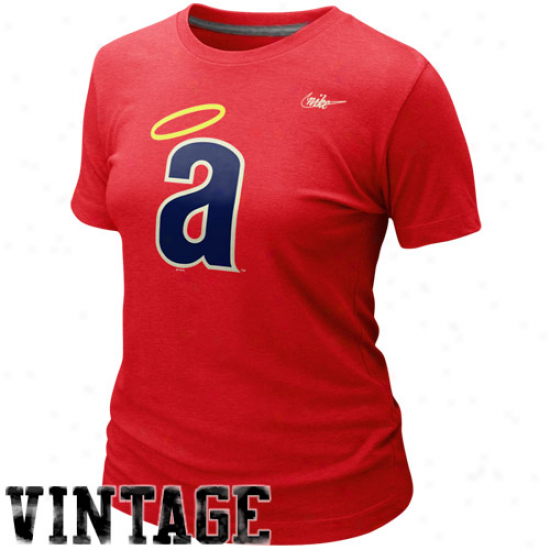 Nike Los Angeles Angels Of Anaheim Ladies Cooperstown Blended Logo Tri-blend T-shirt - Red