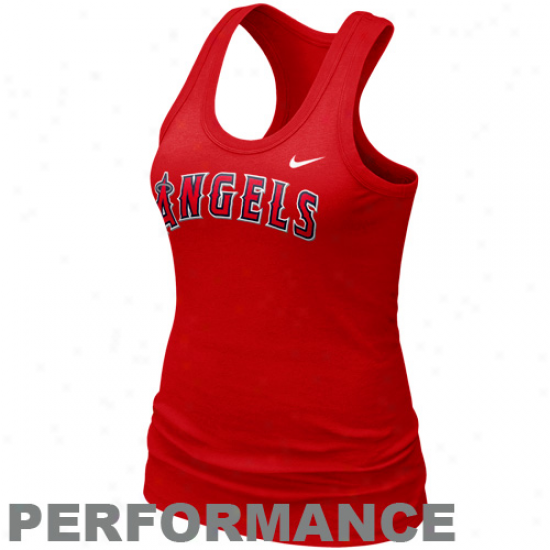 Nike Los Angeles Angels Of Anaheim Ladies Red Dri-fit Cotton Racerback Performance Tank Top