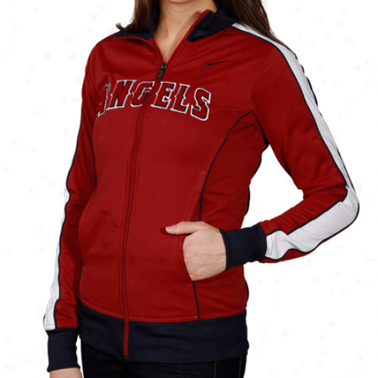 Nike Los Angeled Angels Of Anaheim Ladies Red 3-2 Count Full Zip Track Jacket