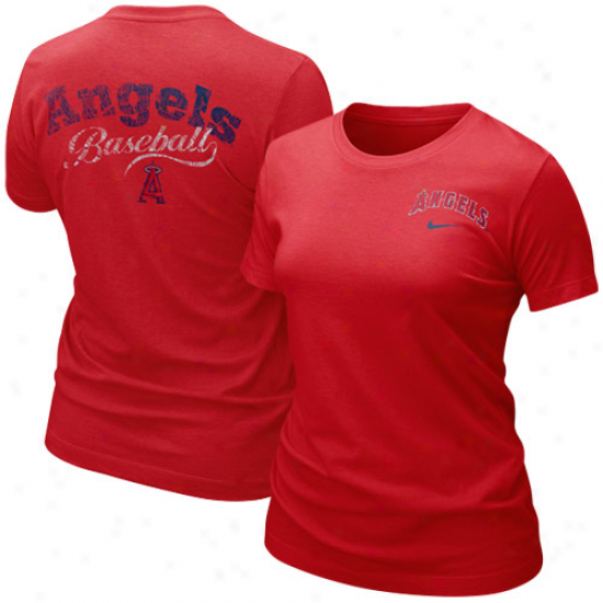 Nike Los Angeles Angels Of Anaheim Ladies Red Graphic Tri-blend T-shirt