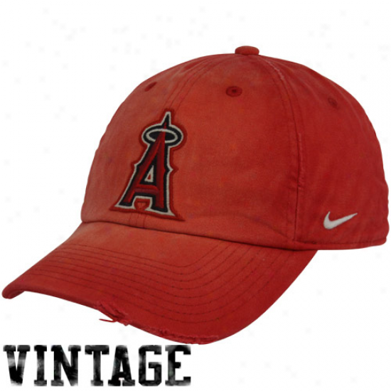 Nike Los Angeles Angels Of Anaheim Red Heritqge 86 Faded Applique Logo Adjustable Vintage Hat