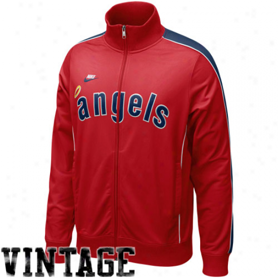 Nike Los Angeles Angels Of Anaheim Red Play At Third Cooperstown Full Zip Track Jacket