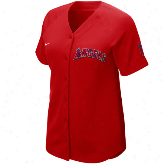 Nike Los Angeles AngelsO f Anaheim Women's Red 2011 Indent Up Full Button Jersey