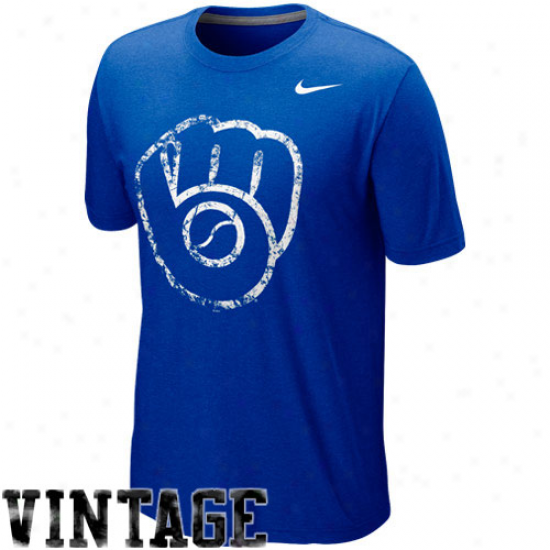 Nike Milwaukee Brewers Blended Graphic Tri-blend T-shirt - Royal Blue