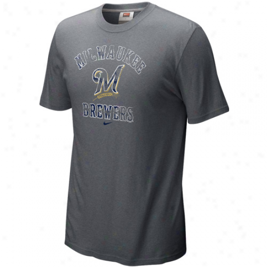 Nike Milwaukee Brewers Charcoal Slidepiece Tri-blend T-shirt