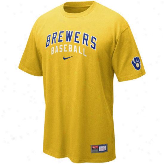 Nike Milwaukee Brewers Gold 2011 Mlb Use T-shirt