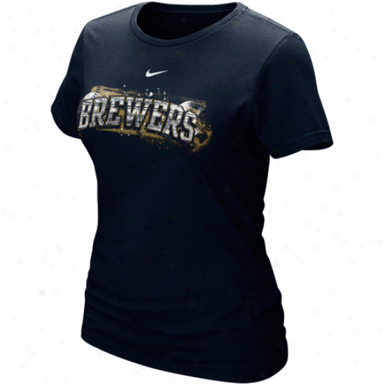 Nike Milwaukee Brewers Ladies Navy Blue Seasonal Arch T-shirt