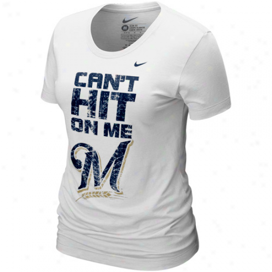 Nike Milwaukee Brewers Ladies White Can't Hit On Me T-shirt