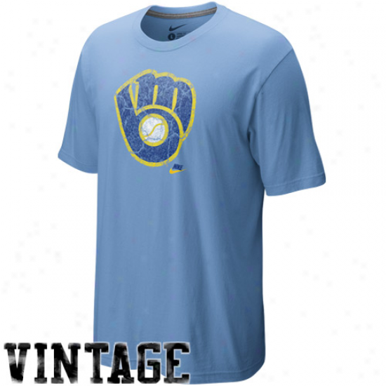 Nike Milwaukee Brewers Light Blue Dugout Logo Vintage Tri-blend T-shirt