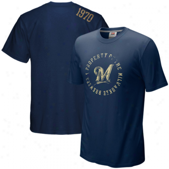 Nike Milwaukee Brewers Navy Dismal Around The Fit T-shirt