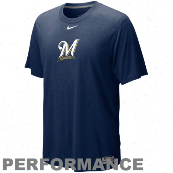 Nike Milwaukee Brewers Navy Blue Dri-fit Logo Legend Perfotmance T-shirt