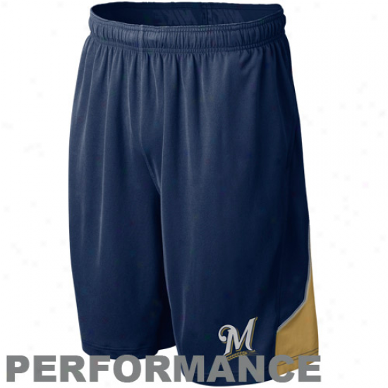 Nike Milwaukee Brewers Navy Blue Mlb Authentic Collection Performance Training Shorts