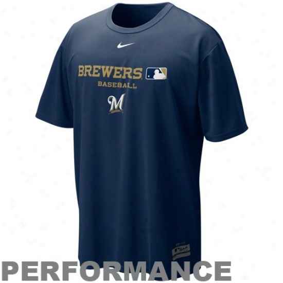 Nike Milwaukee Brewers Navy Blue Nikefit Team Issue Performance T-shirt