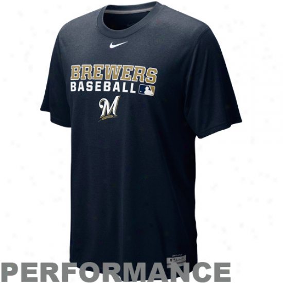 Nike Milwaukee Brewers Navy Blue Team Isdue Legend Performance T-shirt