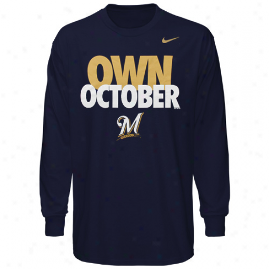 Nike Milwaukee Brewers Own October Long Sleeve T-shirt - Navy Blue