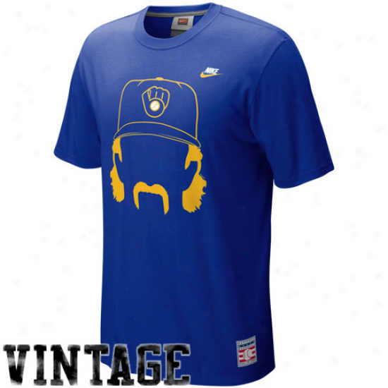 Nike Milwaukee Brewers Robin Yount Royal Blue Hair-itage T-shirt