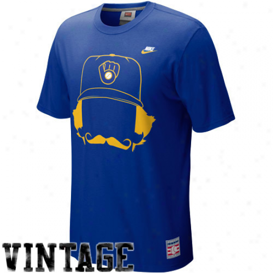 Nike Milwaukee Brewers Rollie Fingers Royal Blue Hair-itage T-shirt