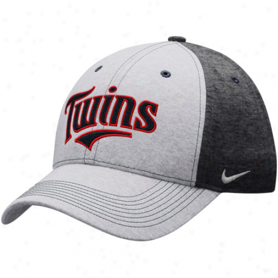 Nike Minnesota Twins Ash-cuarcoal Mlb Legacy 91 Swoosh Flex Fit Hat