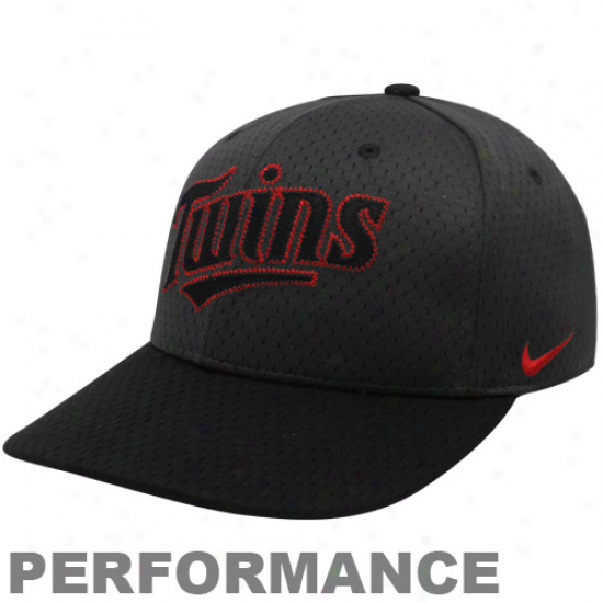 Nike Minnesota Twins Black Mesh Performance Flex Fit Hat