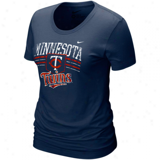 Nike Minnesota Twins Ladies Home Field Tri-blend T-shirt - Navy Pedantic 