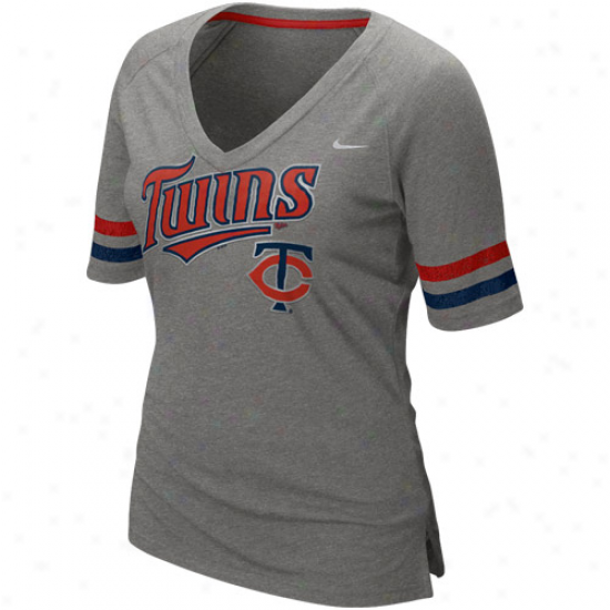 Nike Minnesota Twins Ladies Home Run Fan Annual rate  V-neck T-shirt - Charcoal