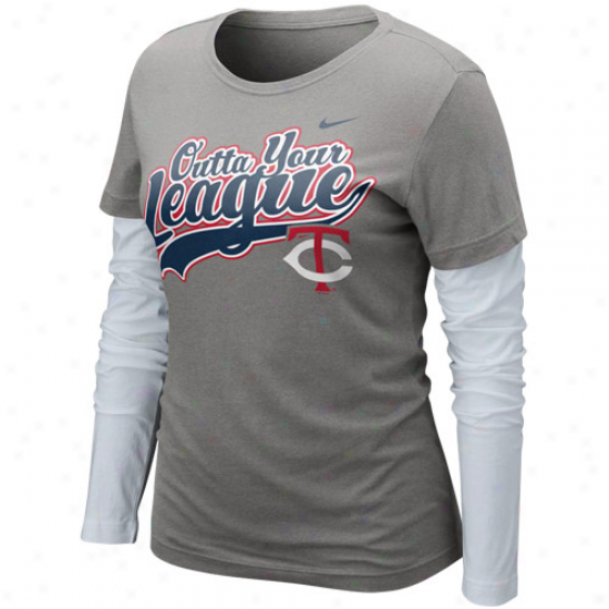 Nike Minnesota Twins Ladies League Double Layer Long Sleeve T-shirt - Charcoal-white