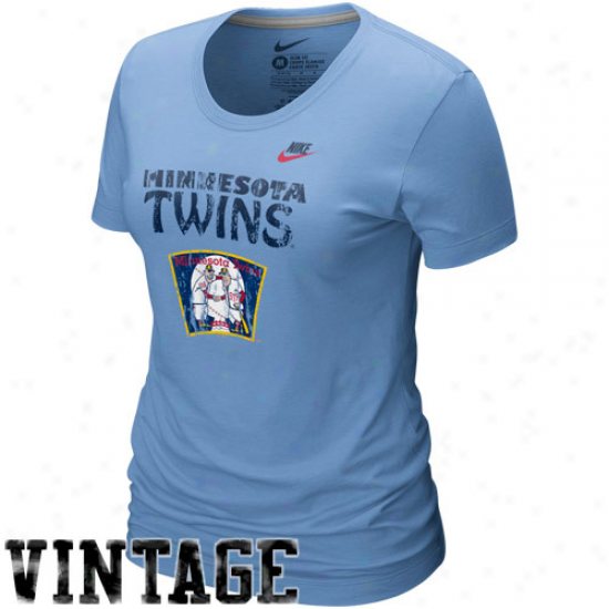 Nike Minnesota Twins Ladies Light Blue Dufout Logo Vintage Tri-blend T-shirt