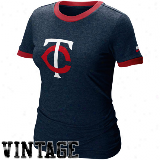 Nike Minnesota Twins Ladies Navy Blue Cooperstown Bases Loaded V-neck T-shirt