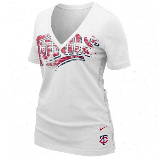 Nike Minnesota Twins Ladies White My Team V-neck T-shirt