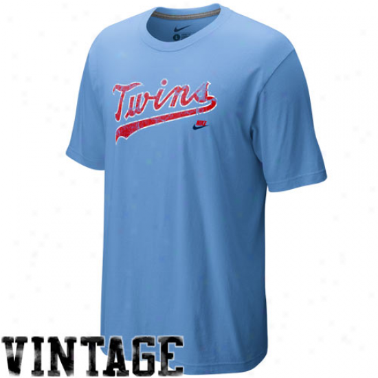 Nike Minnesota Twins Ligh Azure Dugout Logo Vintage Tri-blend T-shirt