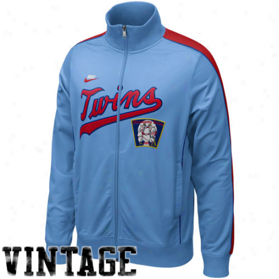 Nike Minnesota Twins Light Blue Play At Third Cooperstown Full Zip Track Jacket