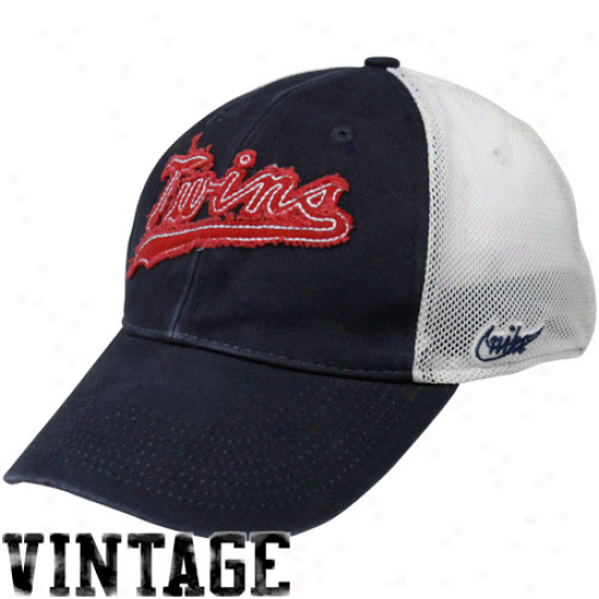 Nike Minnespta Twins Navy Blue-white Cooperstown Legacy 91 Vintage Mesh Back Flex Fit Hat