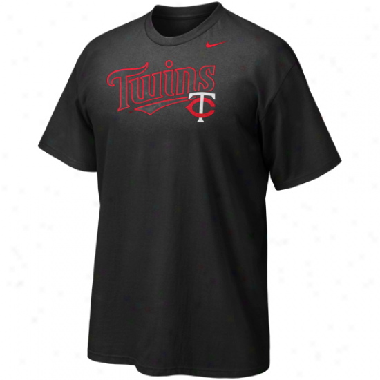 Nikke Minnesota Twins Seasonal Felt Heathered T-shirt - Black